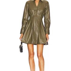 Veronica Beard Ameeta Front Button Faux Leather Dress NWOT